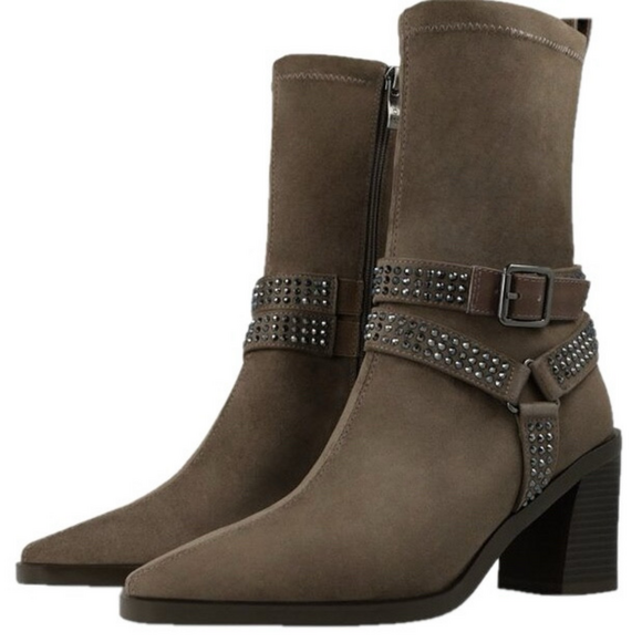 NEW LODI Love Women´s heeled ankle boots in suede with straps - Picture 1 of 5
